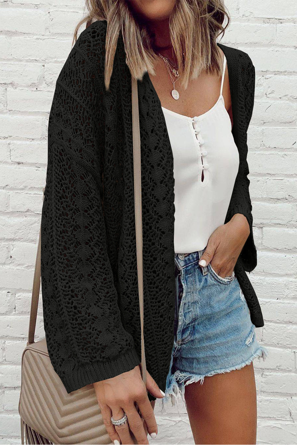 Cardigan noir ouvert sur le devant *-A WOMAN WE LOVE