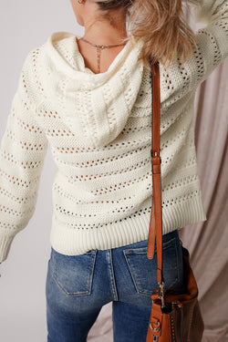 White hooding sweater in ruglan stitching knitted knit