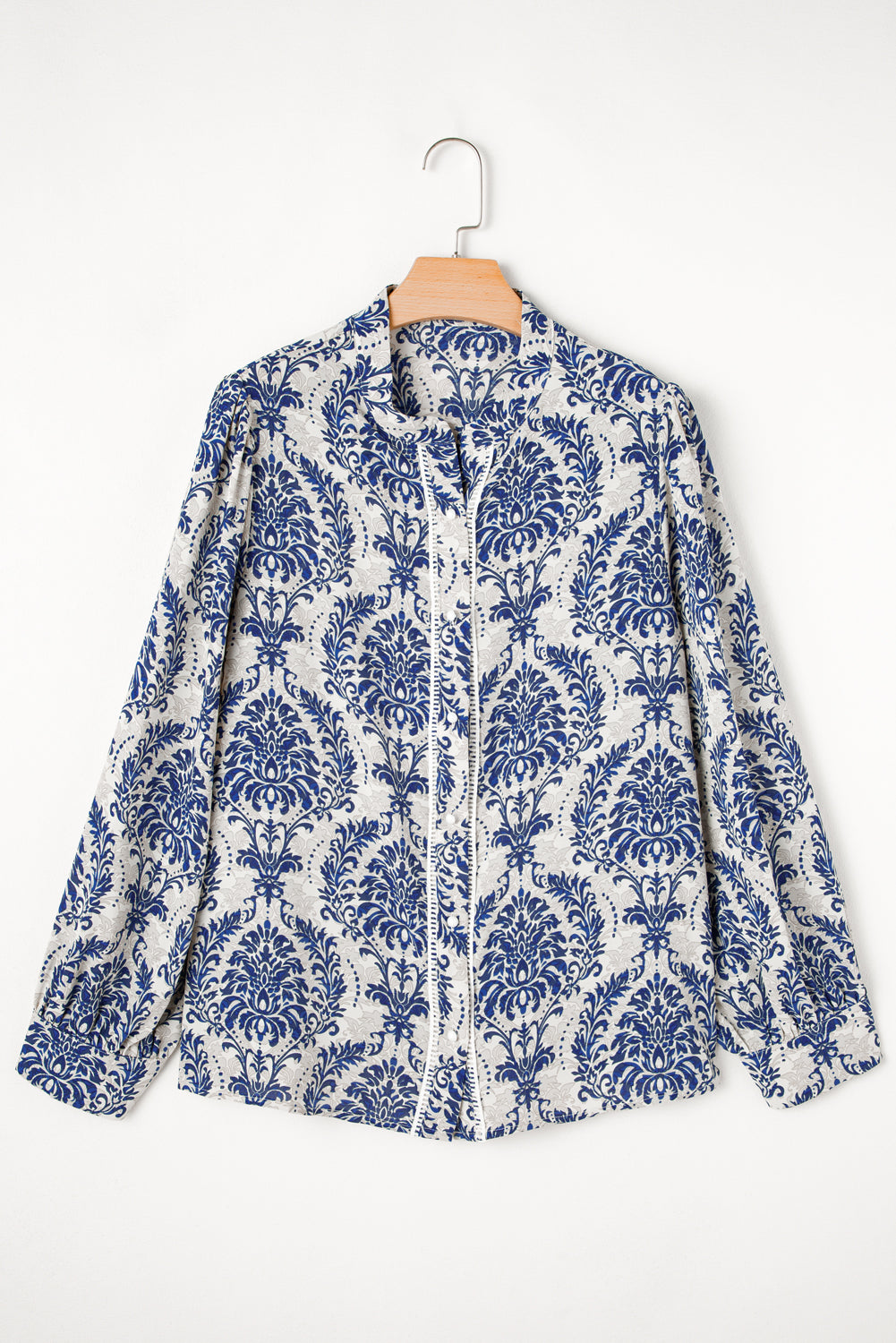 Chemise bleu ciel à motif tribal imprimé et col cranté boutonnée de grande taille