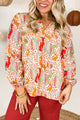 Chemise orange imprimée fendue *