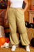 Beige high waisted drawstring fitted band pants