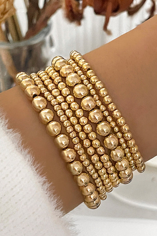 Conjunto de pulseras de lujo en perlas minimalistas chapadas en oro/set de 7 piezas