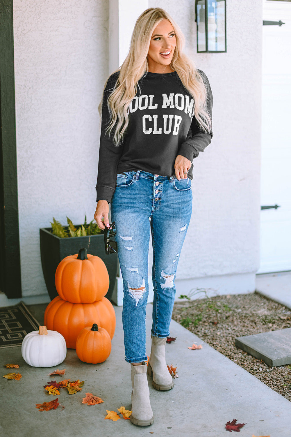 COOL MOMS CLUB Gray Drop Shoulder Sweatshirt