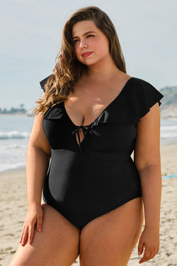 Maillot de bain une pièce noir grande taille *