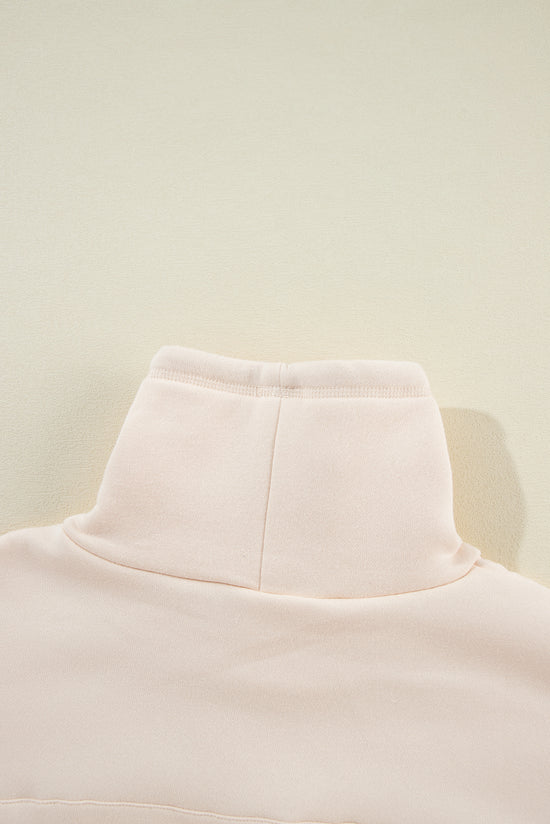 Apricot Turtleneck Batwing Sleeve Sweatshirt