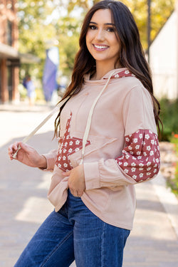 Sweat à capuche avec cordon de serrage à motif d'étoile et patchwork floral délicat