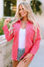 Pink Corduroy Buttoned Jacket with Flap Pocket