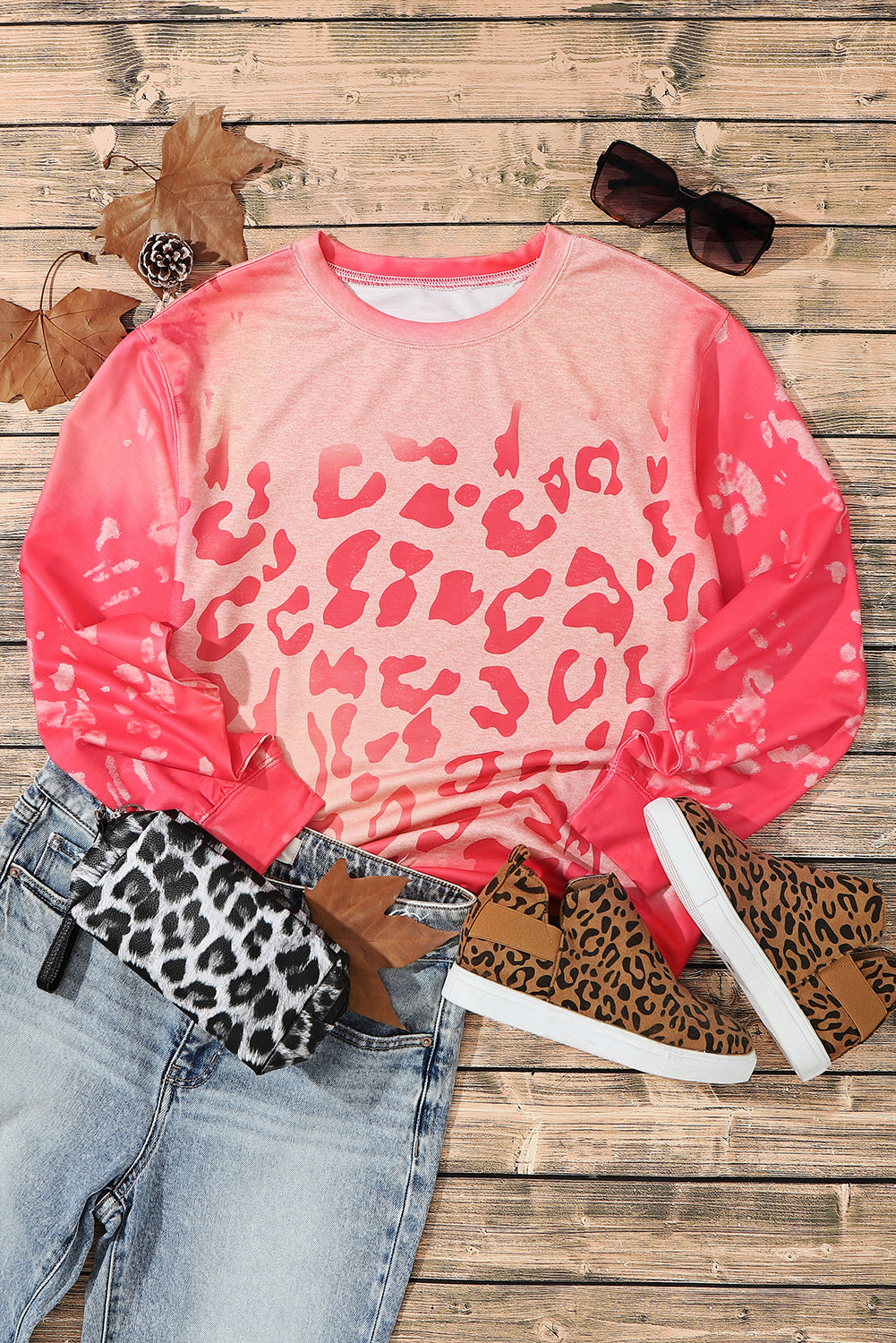 Bleached Pink Cheetah Print Sweatshirt