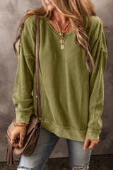 Jungle Green Textured Seam Drop Sleeve Sweatshirt
