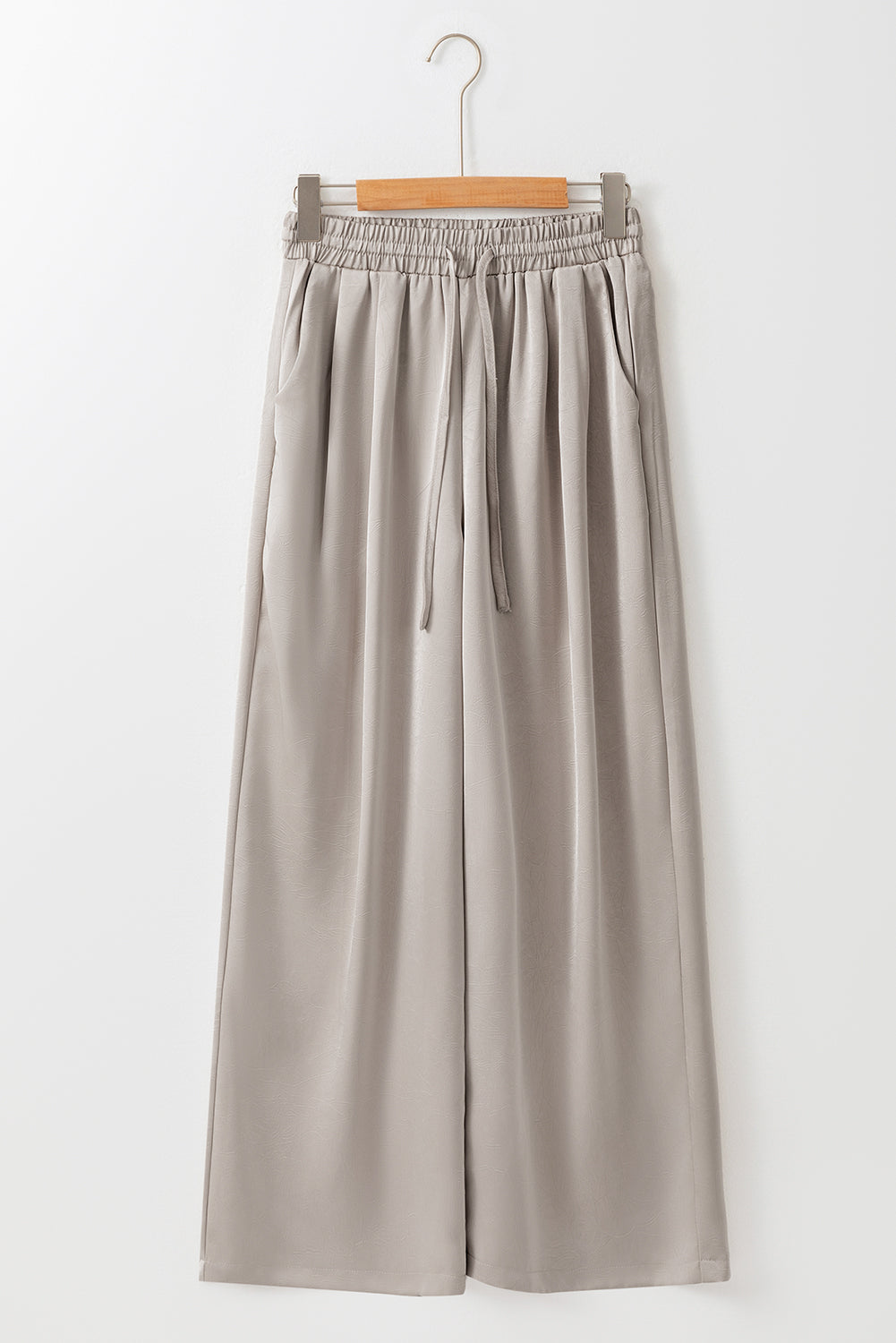 Jet Stream Solid Pleated Lace-up High Waist Wide Leg Pants