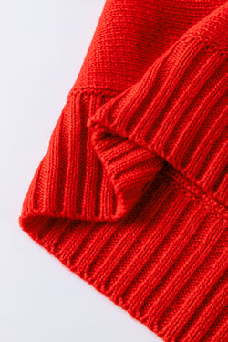 Fiery Red Mock Neck Sweater with Christmas Holly Jolly Tinsel Pattern