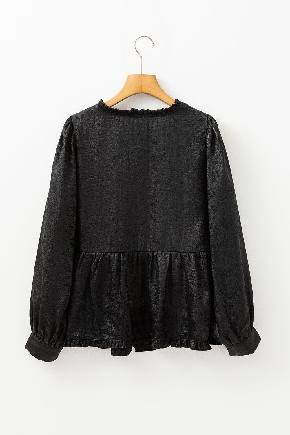 Chemisier babydoll noire métallisée à volants  *-A WOMAN WE LOVE