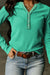 Green Waffle Knit Henley Top with Bound Neckline