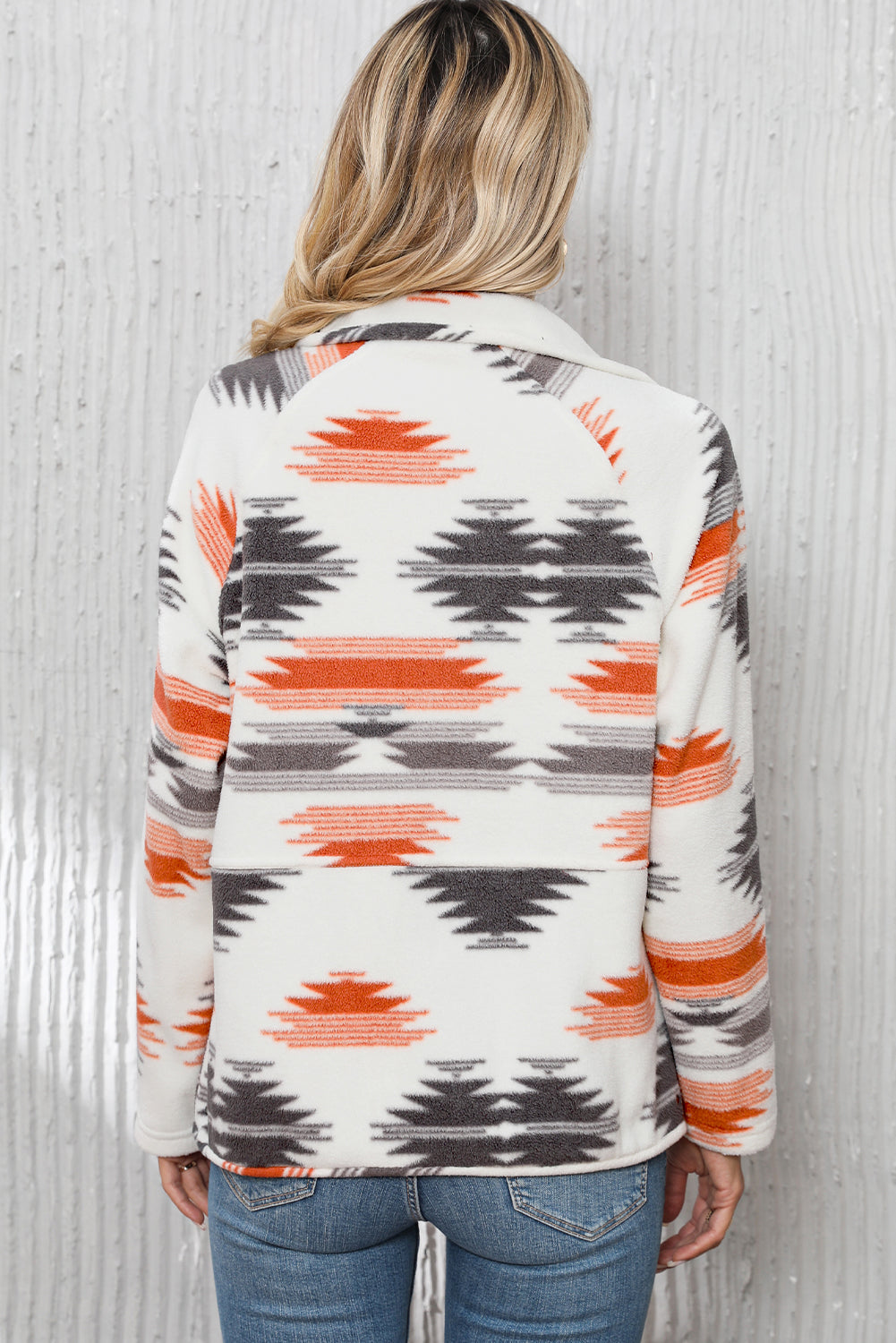 Multicolour Aztec Fleece Fleece Patch Botton Giacca