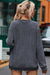 Solid gray ribbed knit crew neck sweatshirt