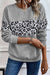 Gray sweatshirt with neck and patchwork quota leopard