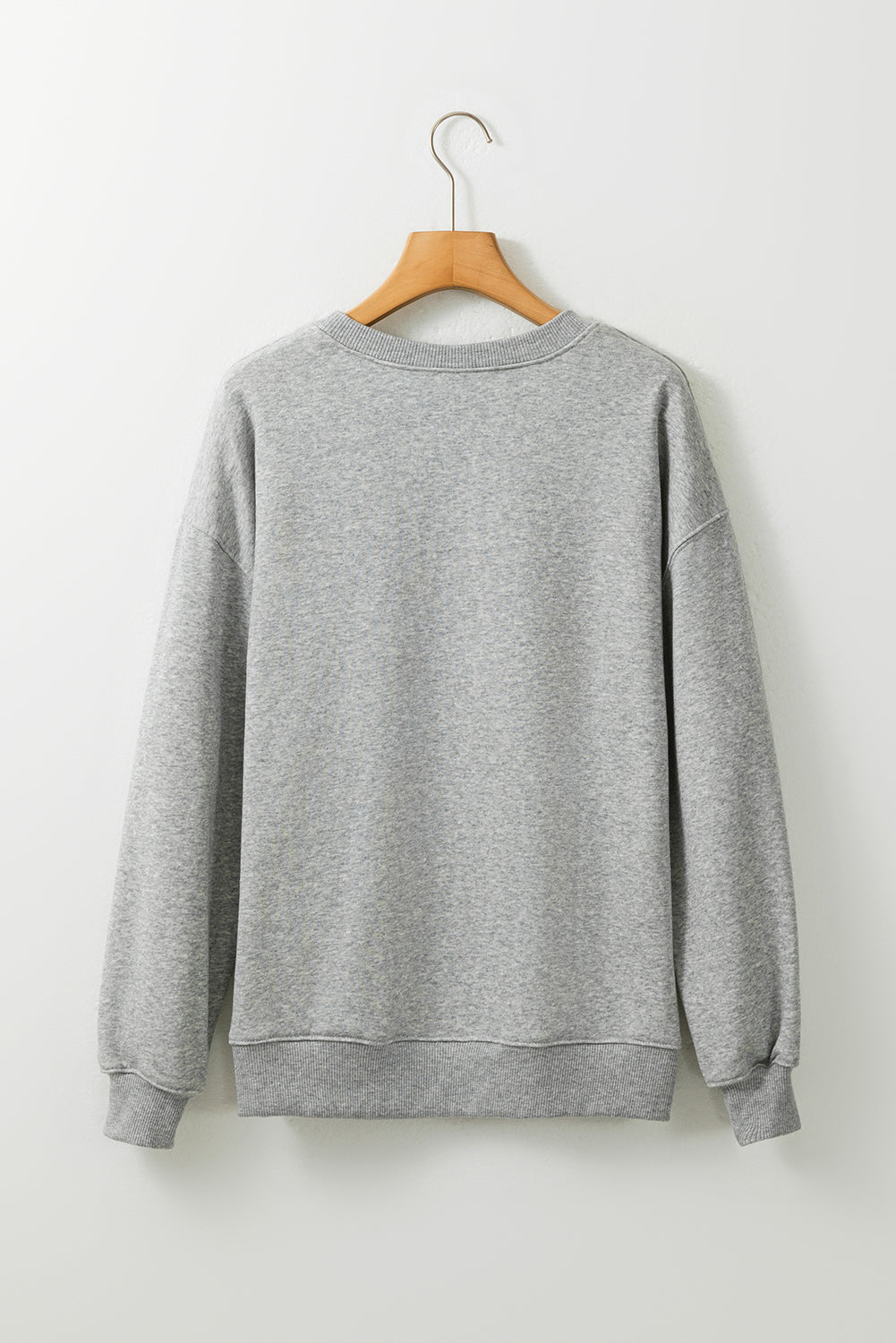 Grey Solid Classic Classic Pullover Felpa