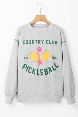 COUNTRY CLUB PICKLEBALL light gray casual sweatshirt with exposed stitching