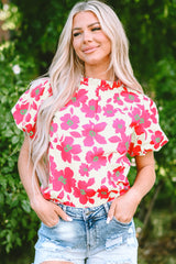 Blouse beige à fleurs et *-A WOMAN WE LOVE