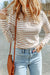 Striped Print Textured Knit Long Sleeve T-Shirt