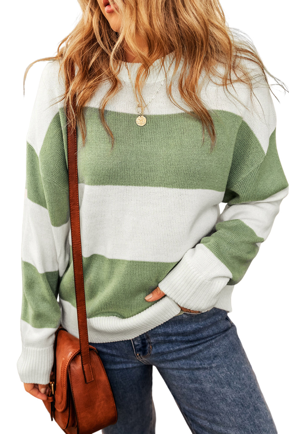 Colorblock Loose Sleeve Knit Sweater