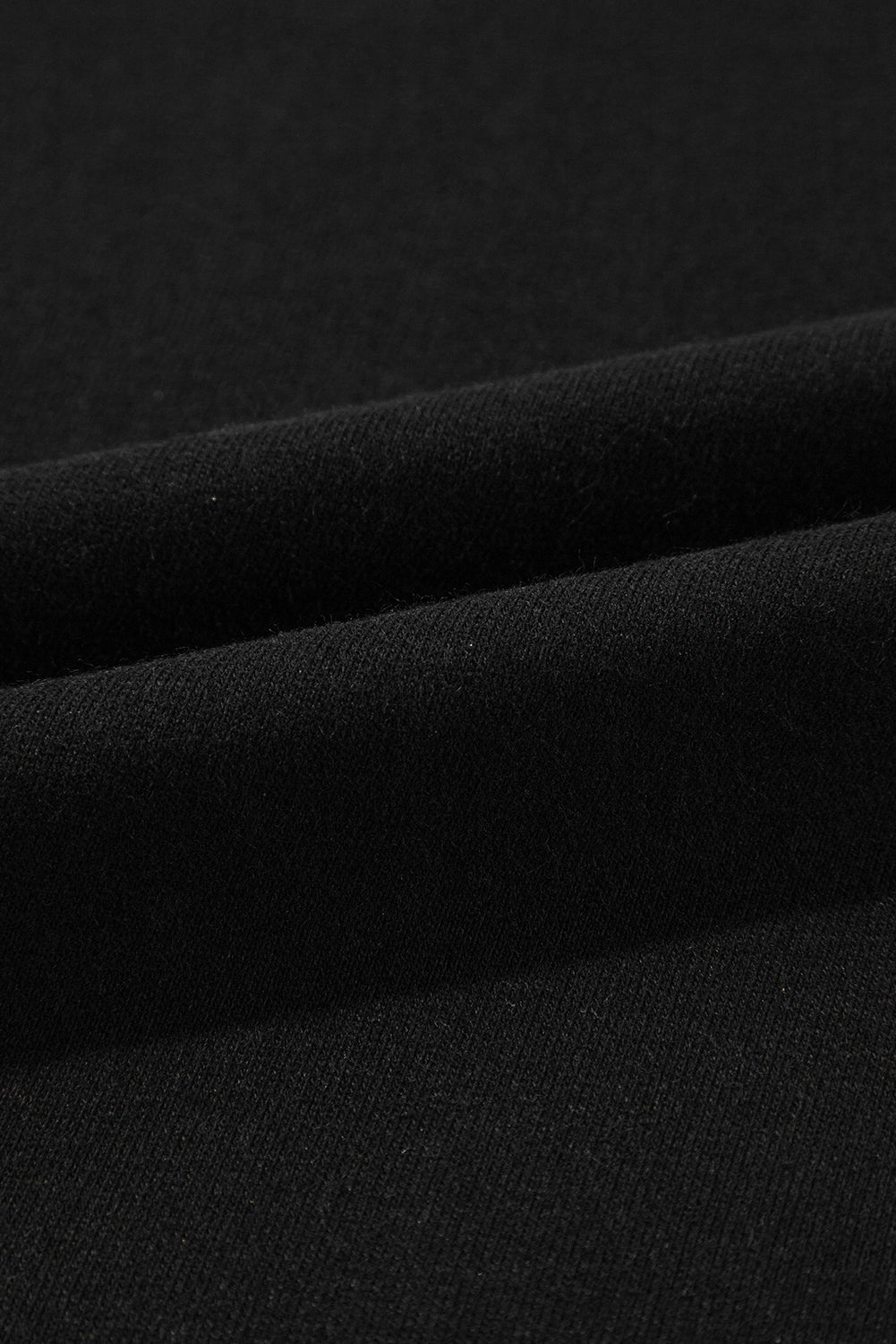 Sweat-shirt noir uni à col rond et ourlet haut et bas