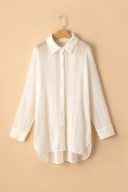 Surprised shirt beige tunic in crochet neck lace