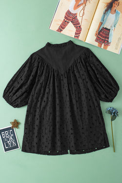 Black blouse with puffy sleeves *