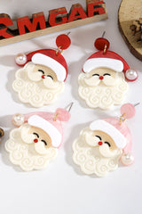 Boucles d'oreilles père noël, décor de perles blanches brillantes, mignonnes-A WOMAN WE LOVE