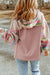 Light Pink Aztec Patch Hooded Zip Up Jacket with Drawstring