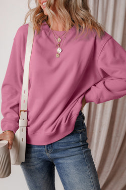 Meadow Mauve Fleece Lined Drop Shoulder Terry Sweatshirt