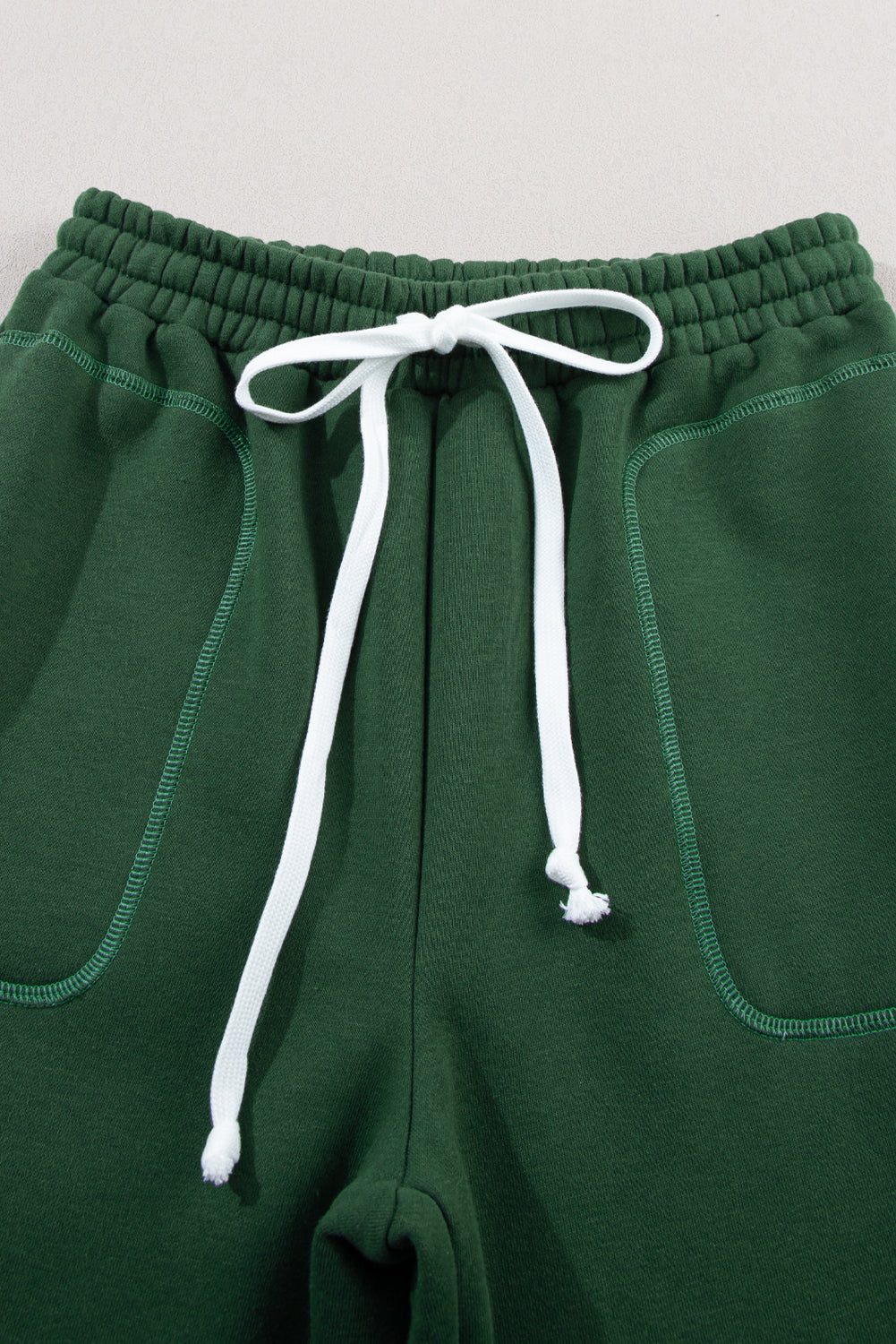 Mist Green Drawstring Waist Casual Jogger Pants