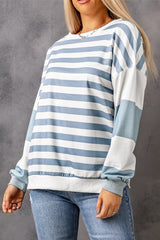 Striped Drop Shoulder Sweatshirt with Stripes