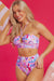 Bikini taille haute imprimé floral rose *