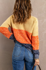 Pull à texture en filet bleu color block