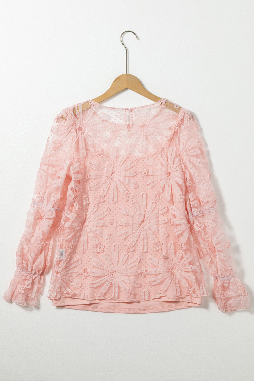 Top de punto de punto rosa rosa y lunares de polka