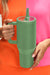 Large vacuum cup with stainless steel handle dark green with 40oz straw