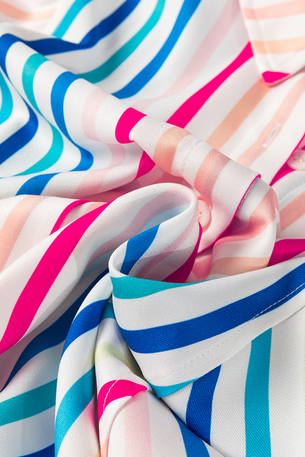 Chemise décontractée boutonnée à manches 3/4 à rayures roses-A WOMAN WE LOVE