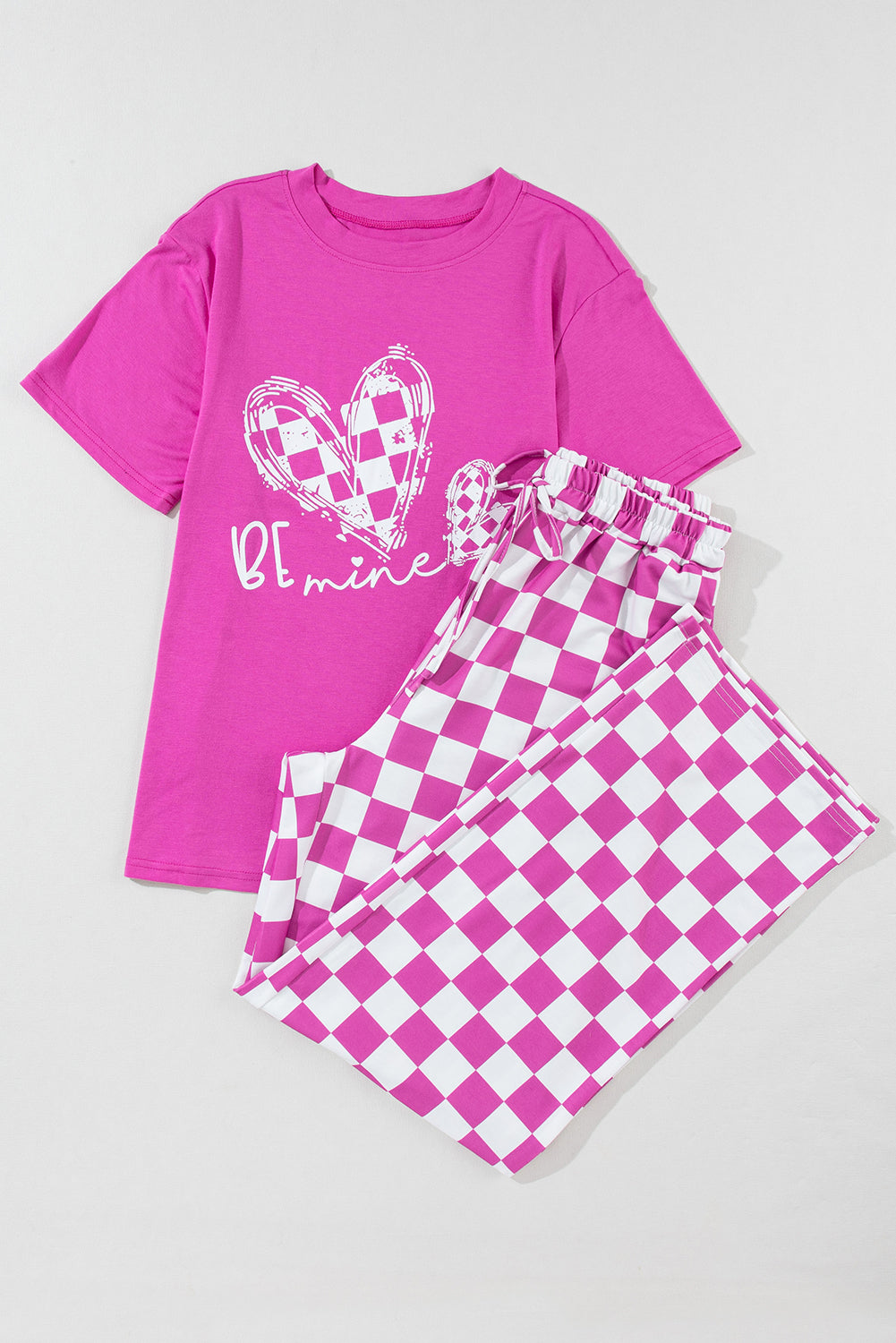 Pink Bright Be Mine Print Tee and Pants Lounge Set