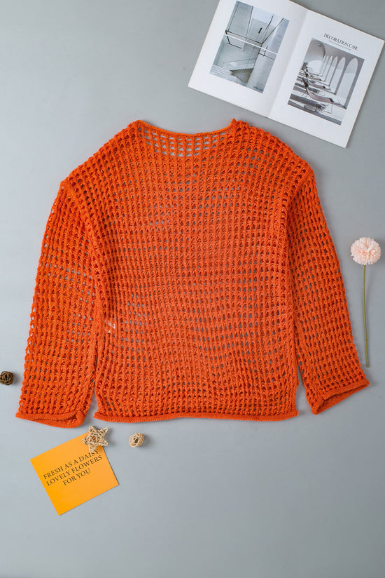 Túnica de naranja con mangas de tejer mango abiertas a crochet