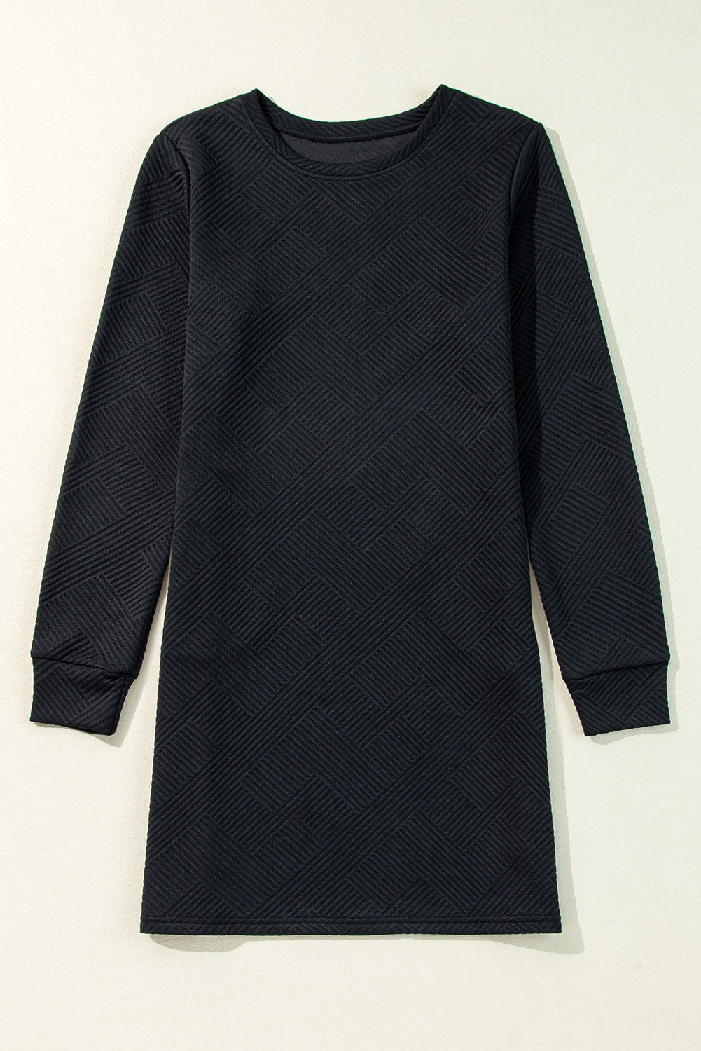 Robe à manches longues texturées de couleur unie noire texturée