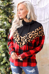 Rolled-collar switch in patchwork leopard chevs and red chevrons