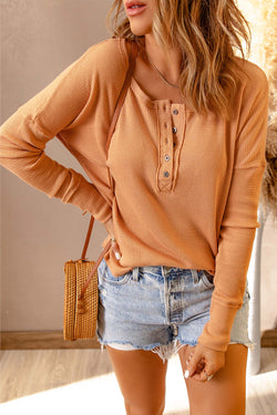 Haut Henley en naranja tejido en relieve