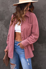 Chemise rose à poche boutonnée en velours côtelé-A WOMAN WE LOVE