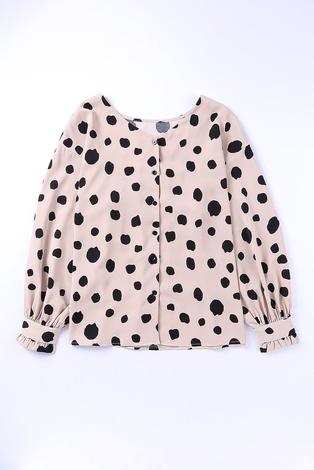 Blouse rose surdimensionnée à manches bouffantes et poignets à volants-A WOMAN WE LOVE