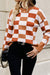 Orange sweater checkered and ribbed edges *