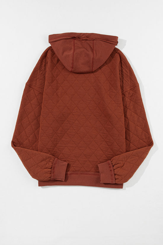 Sweat à capuche matelassé marron avec coutures apparentes et patchwork