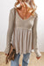 Smoke Grey Textured Long Sleeve V-Neck Babydoll Top