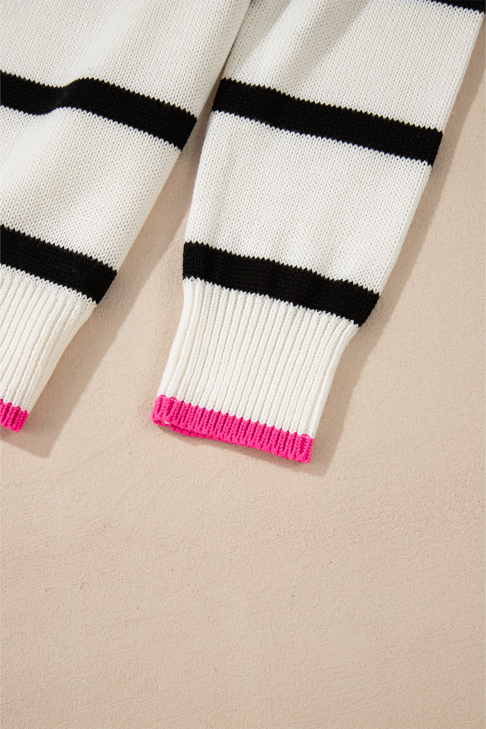 Blanc Stripe Color Contrast Drop Spolder Crew Noup Pull