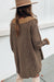 Brown Waffle Knit Button-Up Long Sleeve Top